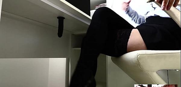  Horny and angry office girl apply a rude punish to her new black cock ! NO sound